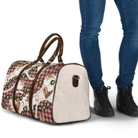 Cowboy Hawaii Mele Kalikimaka Travel Bag Paniolo Kukui Nut Pikake Lei Burgundy Version - Polynesian Pride