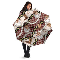 Cowboy Hawaii Mele Kalikimaka Umbrella Paniolo Kukui Nut Pikake Lei Burgundy Version - Polynesian Pride