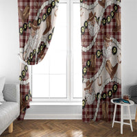 Cowboy Hawaii Mele Kalikimaka Window Curtain Paniolo Kukui Nut Pikake Lei Burgundy Version - Polynesian Pride