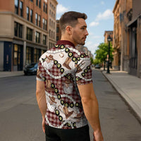 Cowboy Hawaii Mele Kalikimaka Zipper Polo Shirt Paniolo Kukui Nut Pikake Lei Burgundy Version - Polynesian Pride