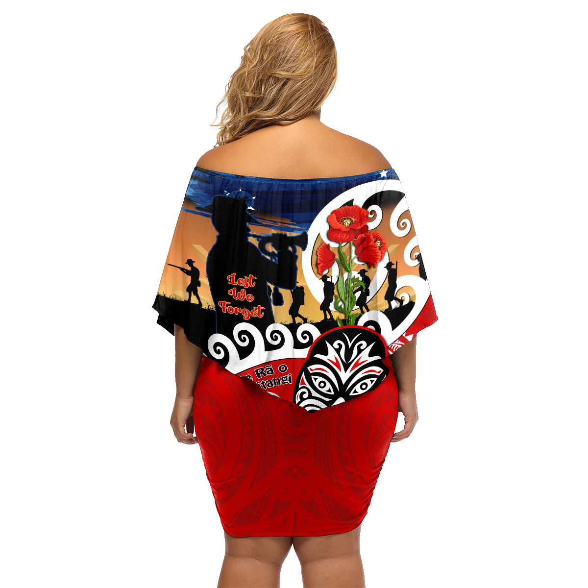 New Zealand Waitangi And ANZAC Day Family Matching Off Shoulder Short Dress and Hawaiian Shirt Aotearoa Maori Tiki With Last Post LT14 - Polynesian Pride