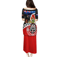 New Zealand Waitangi And ANZAC Day Family Matching Puletasi and Hawaiian Shirt Aotearoa Maori Tiki With Last Post LT14 - Polynesian Pride