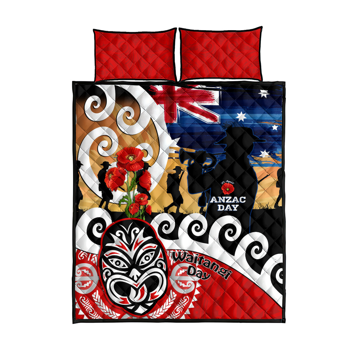 New Zealand Waitangi And ANZAC Day Quilt Bed Set Aotearoa Maori Tiki With Last Post