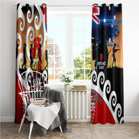 New Zealand Waitangi And ANZAC Day Window Curtain Aotearoa Maori Tiki With Last Post