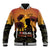 Tokelau ANZAC Day Baseball Jacket Camouflage With Poppies Lest We Forget LT14 Unisex Yellow - Polynesian Pride