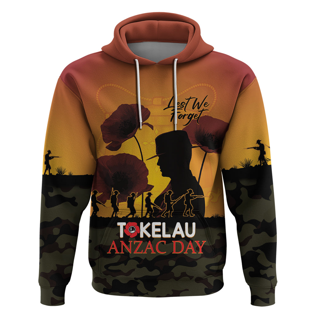 Tokelau ANZAC Day Hoodie Camouflage With Poppies Lest We Forget LT14 Pullover Hoodie Yellow - Polynesian Pride