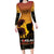 Tokelau ANZAC Day Long Sleeve Bodycon Dress Camouflage With Poppies Lest We Forget LT14 Long Dress Yellow - Polynesian Pride