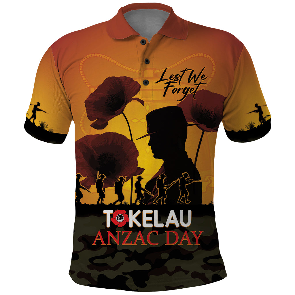 Tokelau ANZAC Day Polo Shirt Camouflage With Poppies Lest We Forget LT14 Yellow - Polynesian Pride