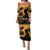Tokelau ANZAC Day Puletasi Camouflage With Poppies Lest We Forget LT14 Long Dress Yellow - Polynesian Pride