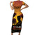 Tokelau ANZAC Day Short Sleeve Bodycon Dress Camouflage With Poppies Lest We Forget LT14 Long Dress Yellow - Polynesian Pride