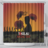 Tokelau ANZAC Day Shower Curtain Camouflage With Poppies Lest We Forget LT14 - Polynesian Pride