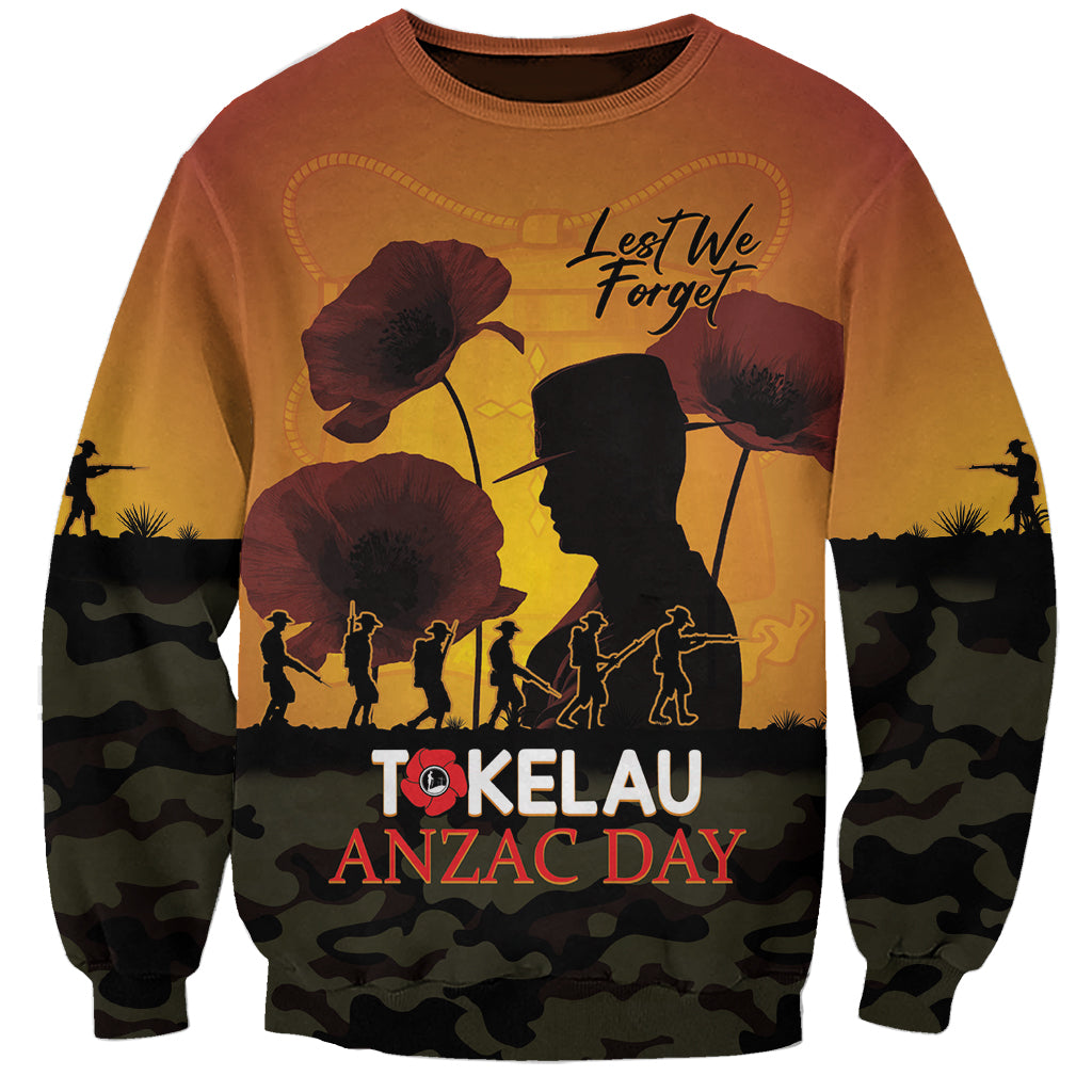 Tokelau ANZAC Day Sweatshirt Camouflage With Poppies Lest We Forget LT14 Unisex Yellow - Polynesian Pride