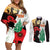 Norfolk Island ANZAC Day Couples Matching Off Shoulder Short Dress and Long Sleeve Button Shirt Pine Tree With Poppies Lest We Forget LT14 White - Polynesian Pride