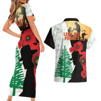 Norfolk Island ANZAC Day Couples Matching Short Sleeve Bodycon Dress and Hawaiian Shirt Pine Tree With Poppies Lest We Forget LT14 - Polynesian Pride