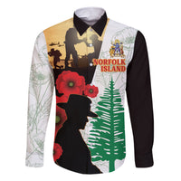 Norfolk Island ANZAC Day Family Matching Short Sleeve Bodycon Dress and Hawaiian Shirt Pine Tree With Poppies Lest We Forget LT14 Dad's Shirt - Long Sleeve White - Polynesian Pride