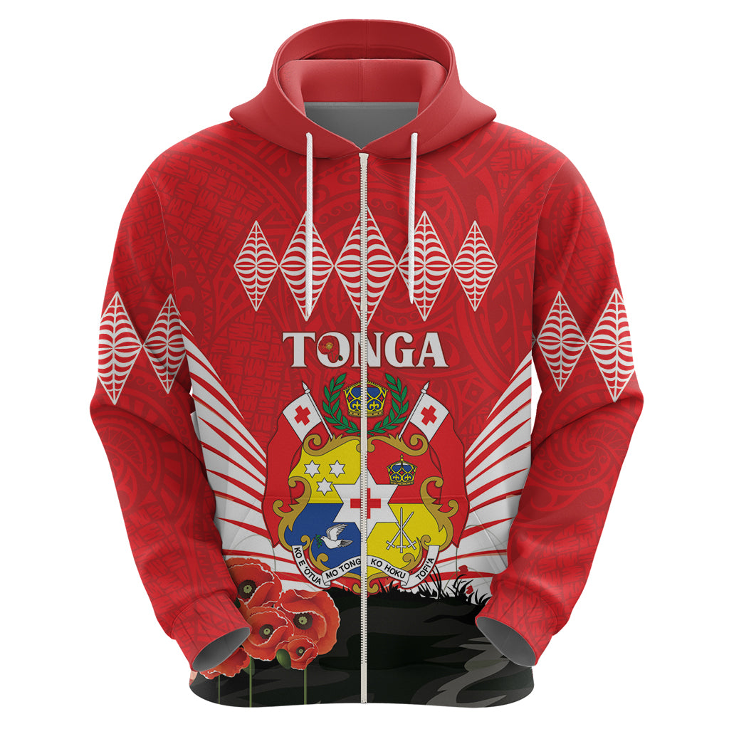Tonga ANZAC Day Hoodie Camouflage With Poppies Lest We Forget LT14 - Polynesian Pride