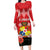 Tonga ANZAC Day Long Sleeve Bodycon Dress Camouflage With Poppies Lest We Forget LT14 Long Dress Red - Polynesian Pride