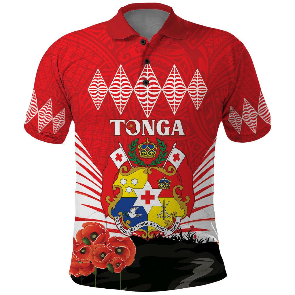 Tonga ANZAC Day Polo Shirt Camouflage With Poppies Lest We Forget LT14 Red - Polynesian Pride