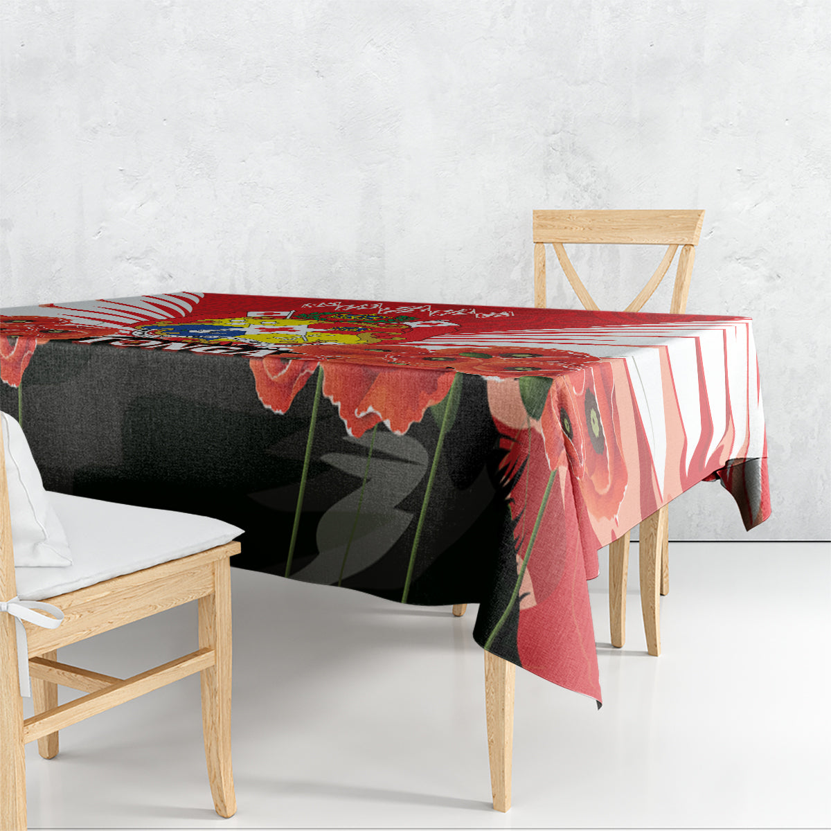 Tonga ANZAC Day Tablecloth Camouflage With Poppies Lest We Forget LT14 - Polynesian Pride