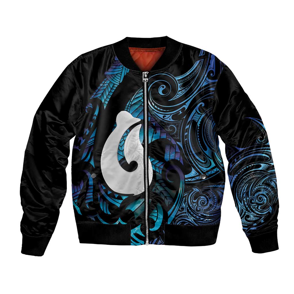 Hei Matau New Zealand Matariki Bomber Jacket NZ Fish Hook Maori Art LT14 Unisex Purple - Polynesian Pride
