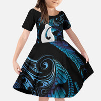 Hei Matau New Zealand Matariki Family Matching Off Shoulder Maxi Dress and Hawaiian Shirt NZ Fish Hook Maori Art