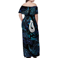Hei Matau New Zealand Matariki Family Matching Off Shoulder Maxi Dress and Hawaiian Shirt NZ Fish Hook Maori Art