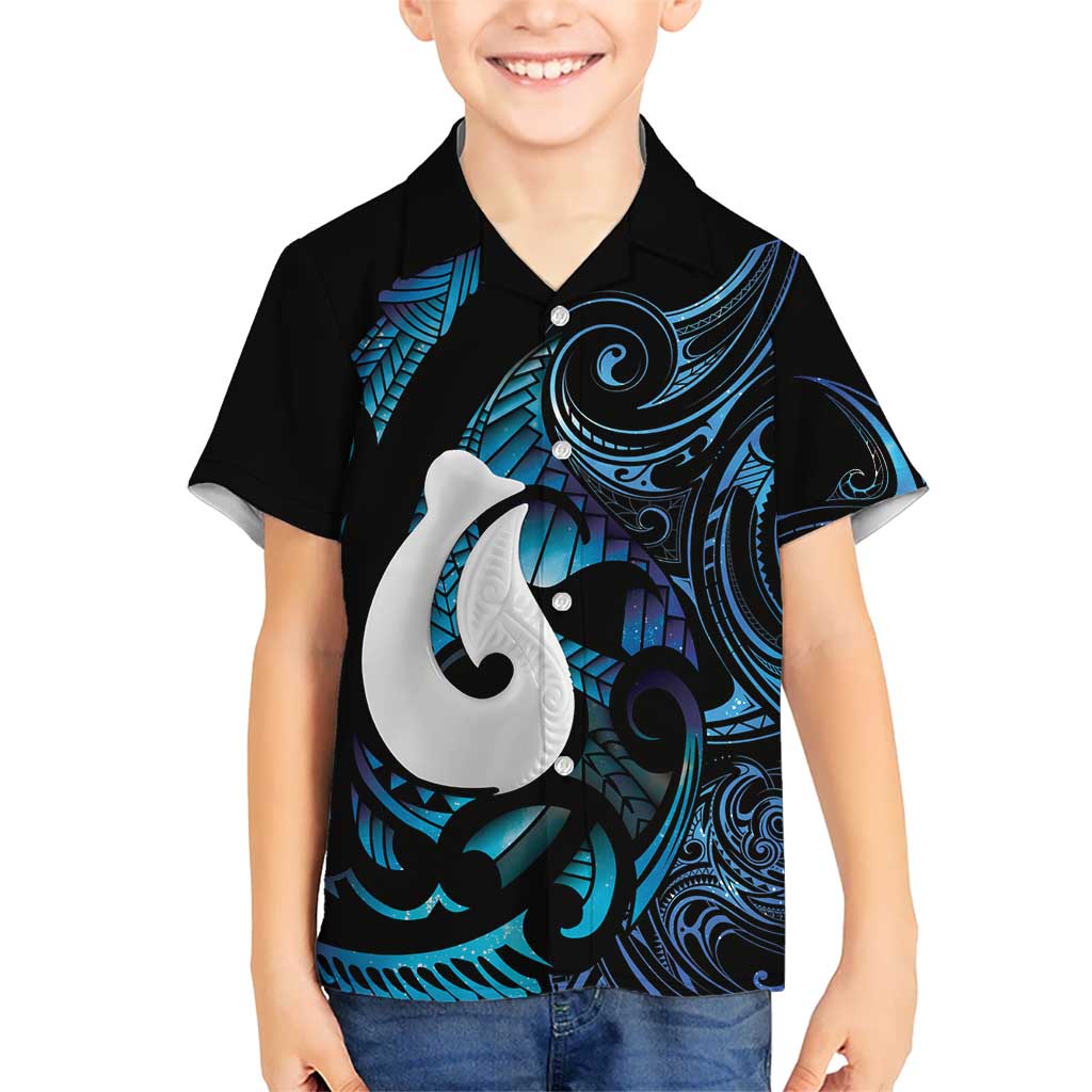Hei Matau New Zealand Matariki Family Matching Off Shoulder Maxi Dress and Hawaiian Shirt NZ Fish Hook Maori Art