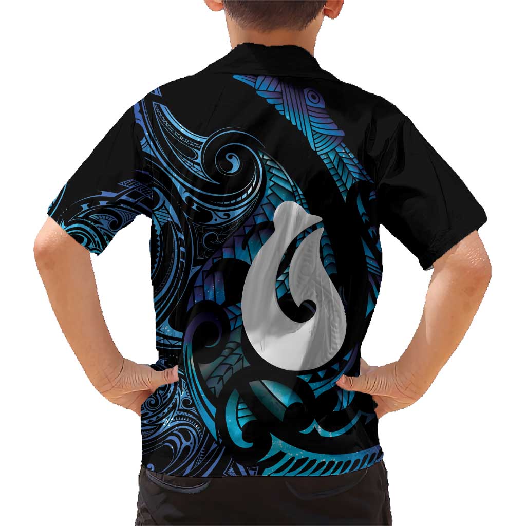 Hei Matau New Zealand Matariki Family Matching Short Sleeve Bodycon Dress and Hawaiian Shirt NZ Fish Hook Maori Art