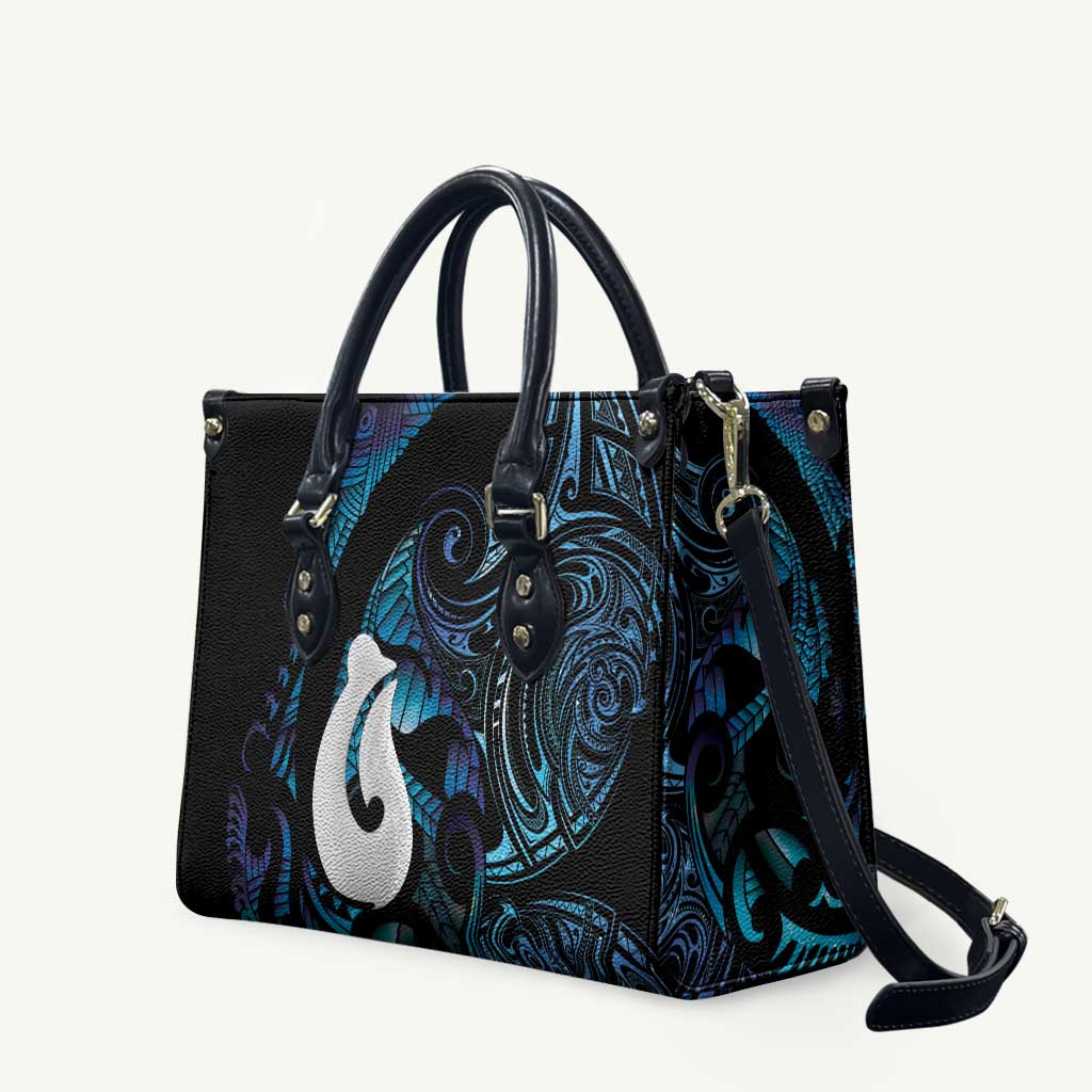 Hei Matau New Zealand Matariki Leather Bag NZ Fish Hook Maori Art LT14 Purple - Polynesian Pride