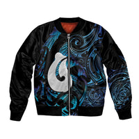 Hei Matau New Zealand Matariki Sleeve Zip Bomber Jacket NZ Fish Hook Maori Art LT14 Unisex Purple - Polynesian Pride