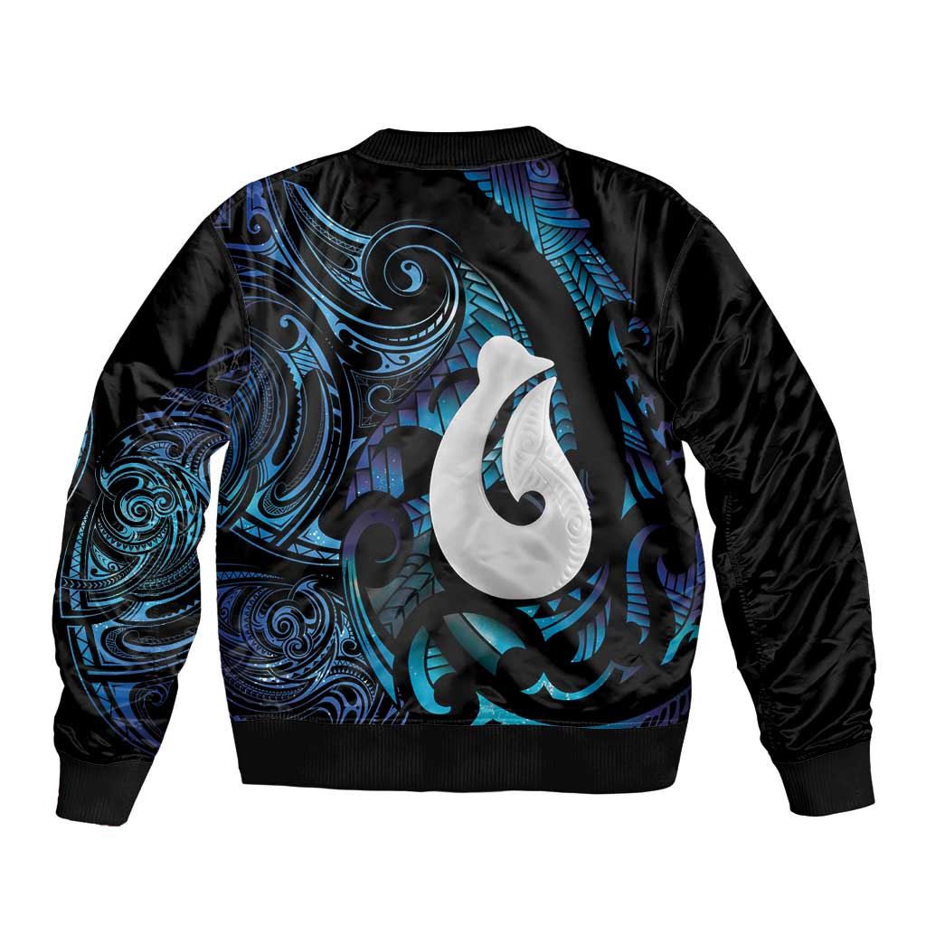 Hei Matau New Zealand Matariki Sleeve Zip Bomber Jacket NZ Fish Hook Maori Art LT14 - Polynesian Pride
