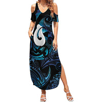 Hei Matau New Zealand Matariki Summer Maxi Dress NZ Fish Hook Maori Art LT14 Women Purple - Polynesian Pride