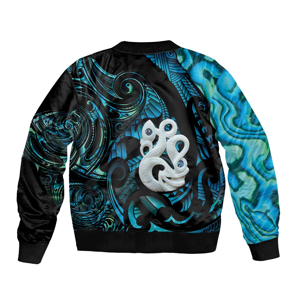 Manaia New Zealand Matariki Bomber Jacket NZ Paua Shell Maori Art LT14 - Polynesian Pride