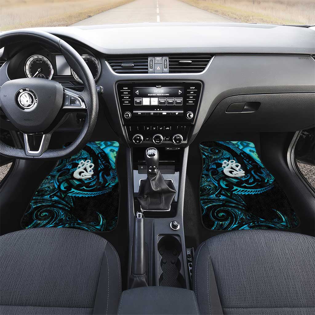 Manaia New Zealand Matariki Car Mats NZ Paua Shell Maori Art LT14 Set 2pcs - Front Turquoise - Polynesian Pride