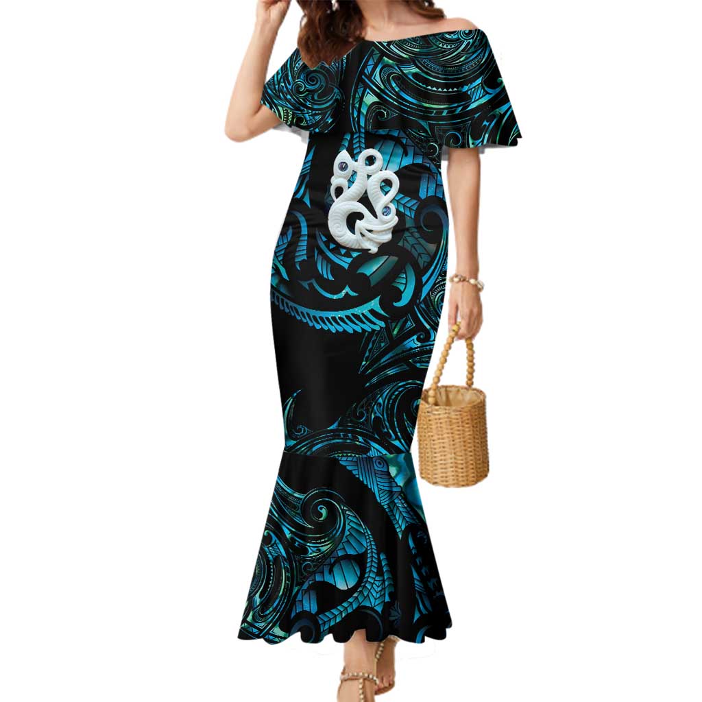 Manaia New Zealand Matariki Family Matching Mermaid Dress and Hawaiian Shirt NZ Paua Shell Maori Art