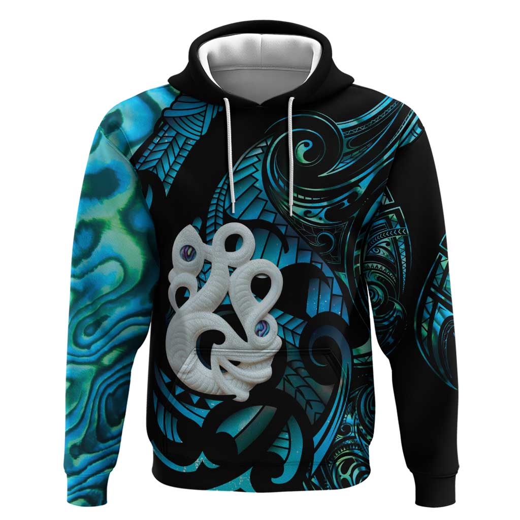 Manaia New Zealand Matariki Hoodie NZ Paua Shell Maori Art LT14 Pullover Hoodie Turquoise - Polynesian Pride