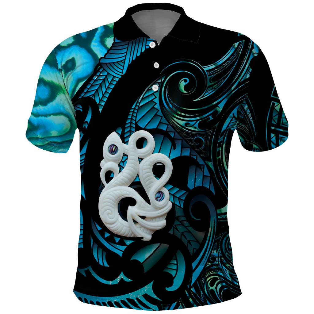 Manaia New Zealand Matariki Polo Shirt NZ Paua Shell Maori Art LT14 Turquoise - Polynesian Pride