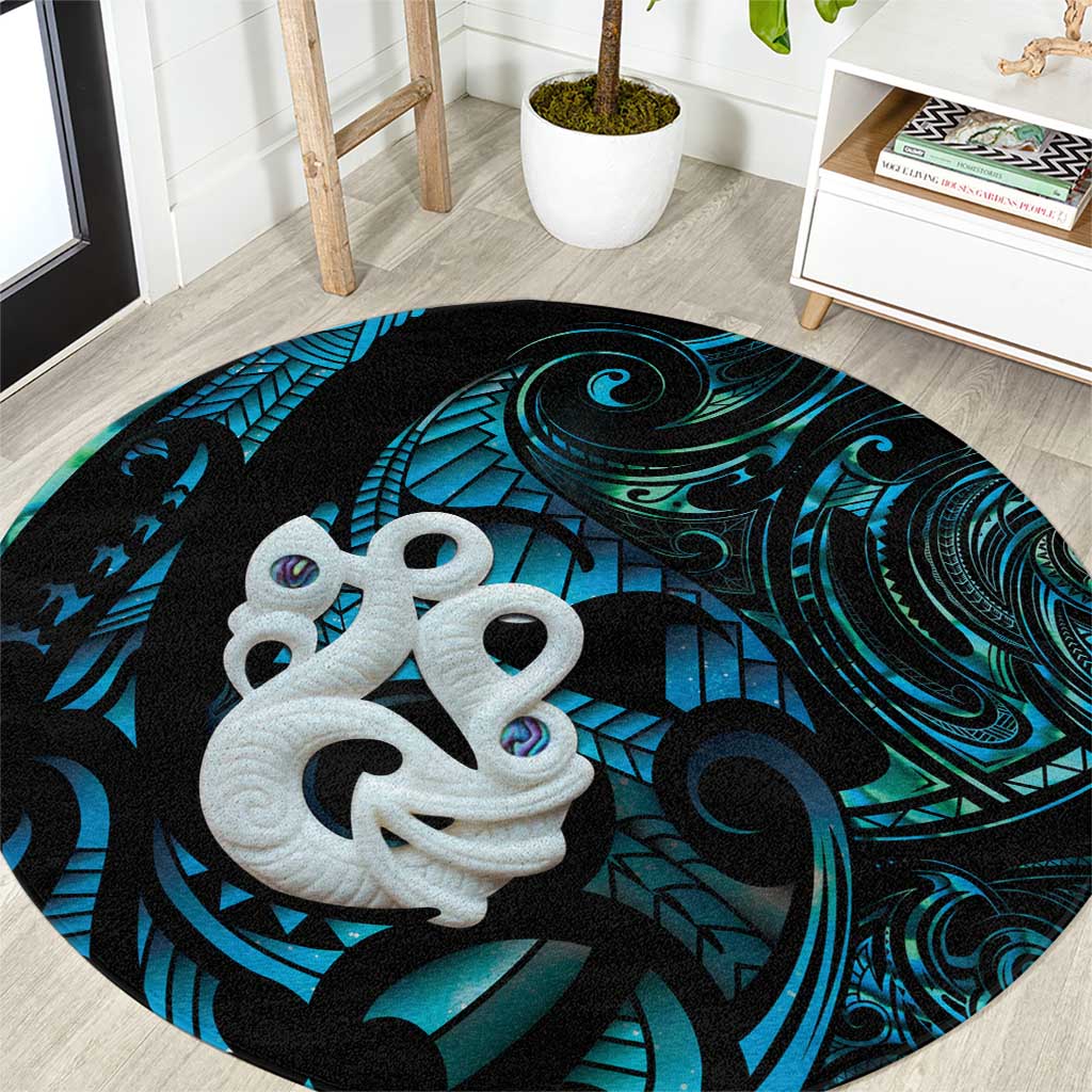 Manaia New Zealand Matariki Round Carpet NZ Paua Shell Maori Art LT14 Turquoise - Polynesian Pride