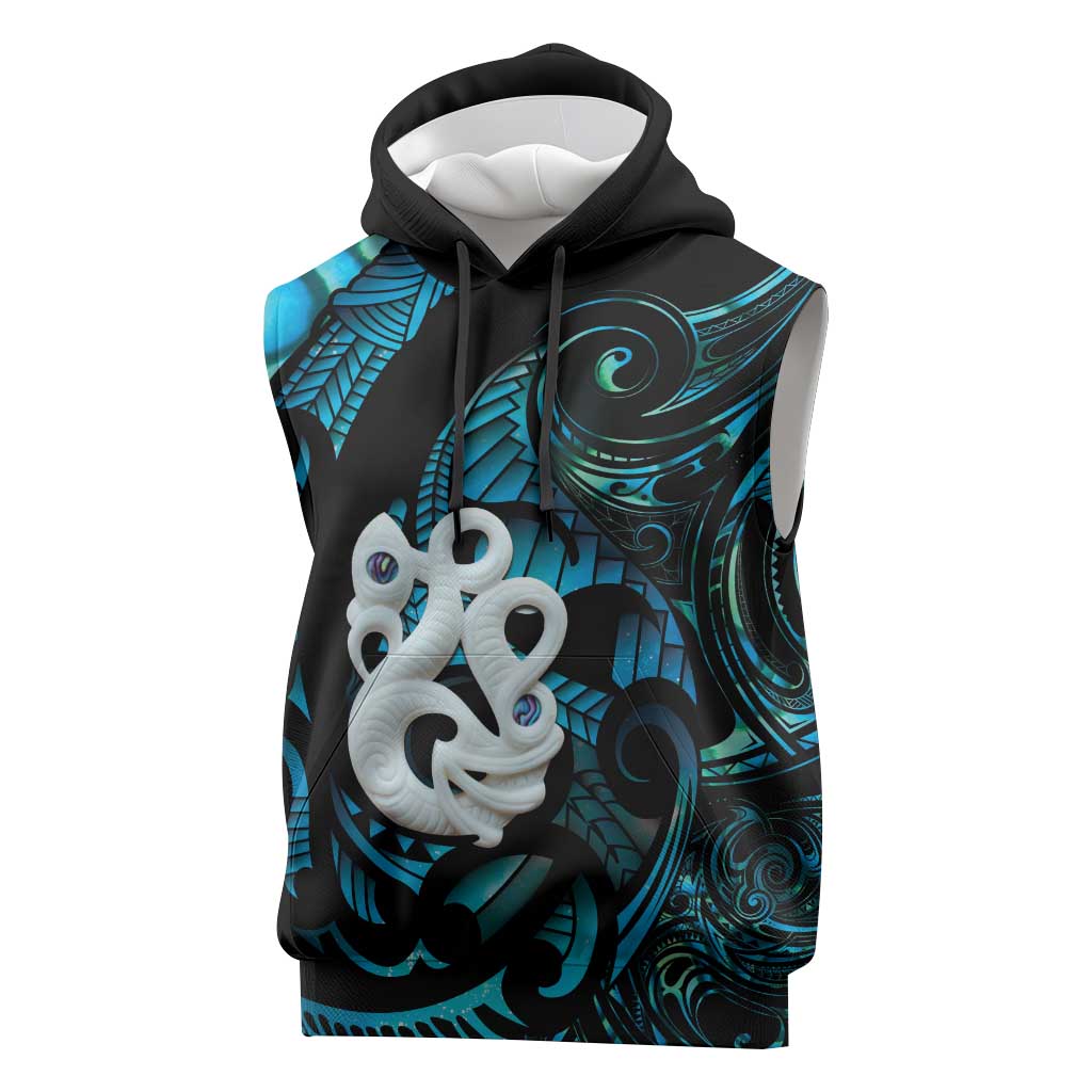 Manaia New Zealand Matariki Sleeveless Hoodie NZ Paua Shell Maori Art