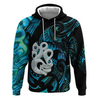 Manaia New Zealand Matariki Zip Hoodie NZ Paua Shell Maori Art LT14 Pullover Hoodie Turquoise - Polynesian Pride
