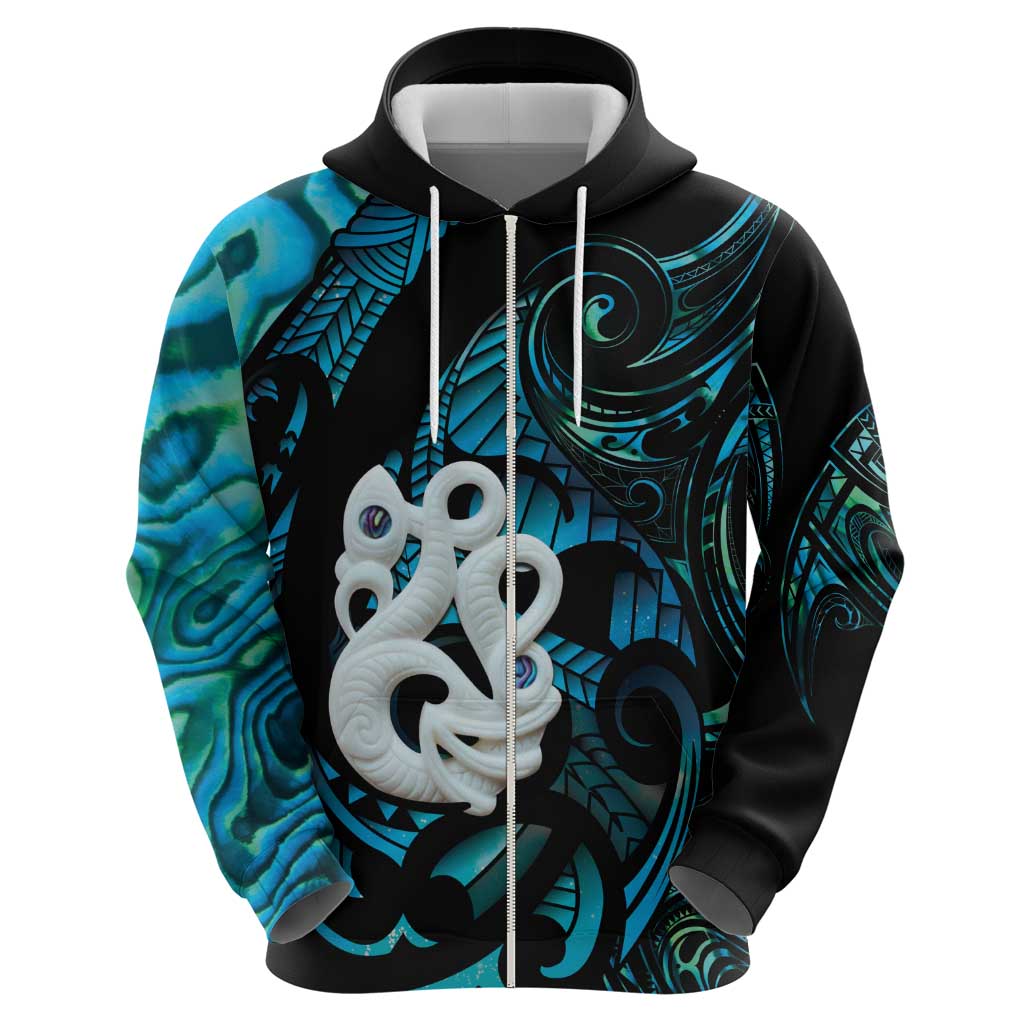 Manaia New Zealand Matariki Zip Hoodie NZ Paua Shell Maori Art LT14 - Polynesian Pride