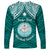 Personalised Marshall Islands Long Sleeve Shirt Turquoise Polynesian Tribal Mix Coat Of Arms LT14 - Polynesian Pride