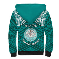 Personalised Marshall Islands Sherpa Hoodie Turquoise Polynesian Tribal Mix Coat Of Arms LT14 - Polynesian Pride