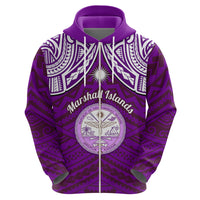 Custom Marshall Islands Hoodie Purple Polynesian Tribal Mix Coat of Arms LT14 - Polynesian Pride