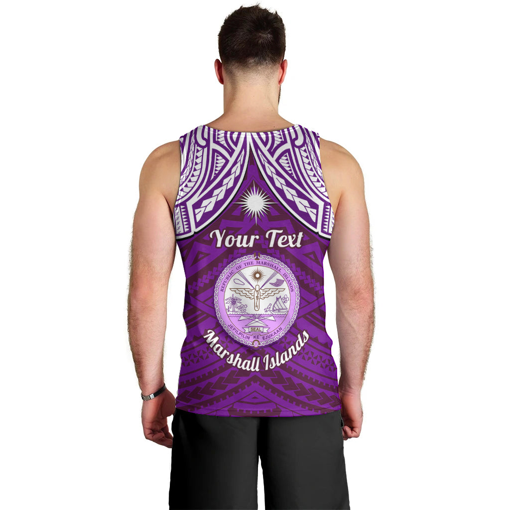 Personalised Marshall Islands Men Tank Top Purple Polynesian Tribal Mix Coat Of Arms LT14 - Polynesian Pride