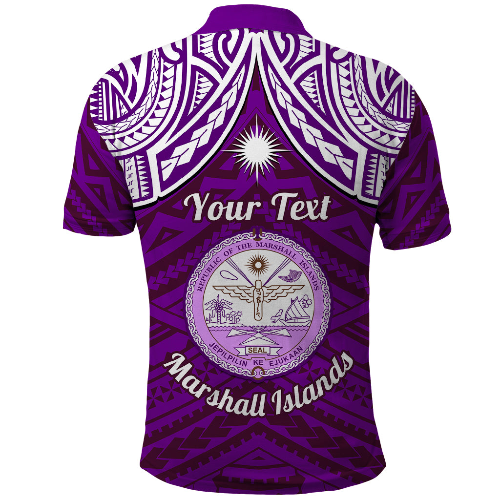 Custom Marshall Islands Polo Shirt Purple Polynesian Tribal Mix Coat Of Arms LT14 - Polynesian Pride