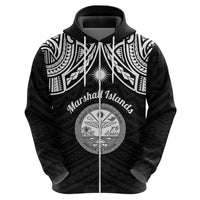 Custom Marshall Islands Hoodie Black Polynesian Tribal Mix Coat of Arms LT14 - Polynesian Pride