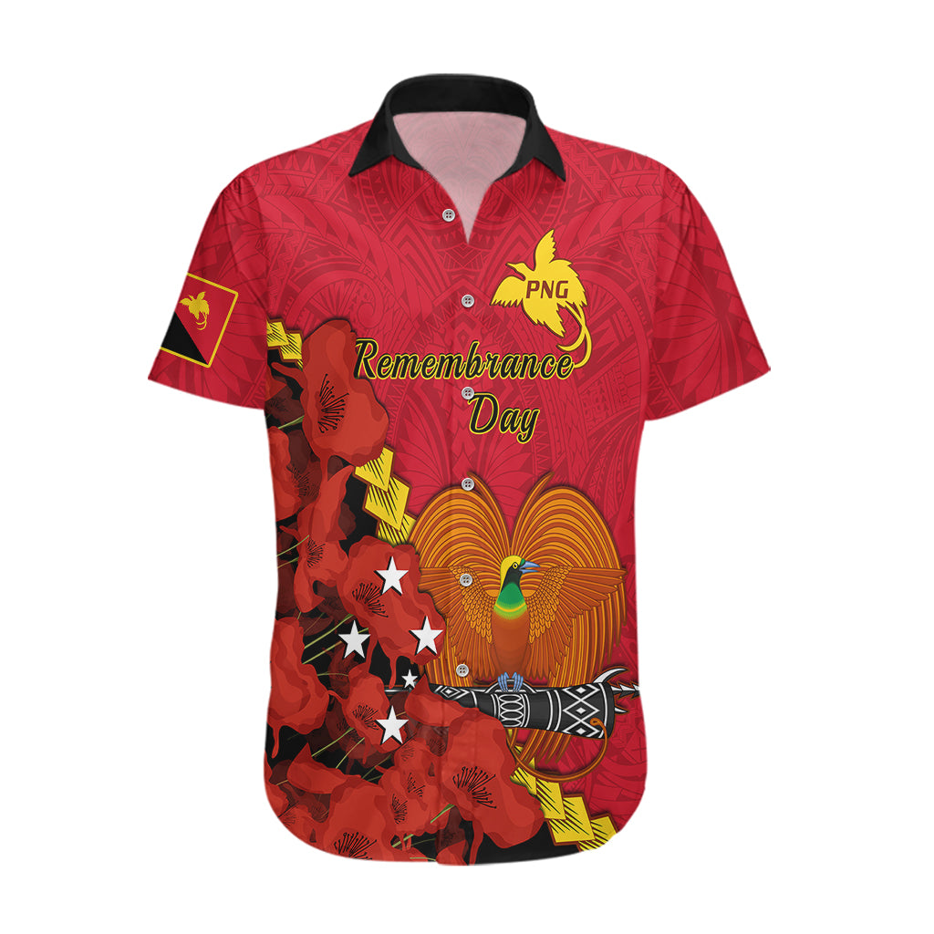 Personalised Remembrance Day PNG Hawaiian Shirt Papua New Guinea We Will Remember Them LT14 Red - Polynesian Pride
