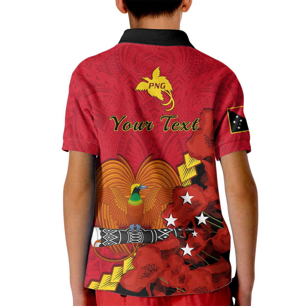 Personalised Remembrance Day PNG Kid Polo Shirt Papua New Guinea We Will Remember Them LT14 - Polynesian Pride