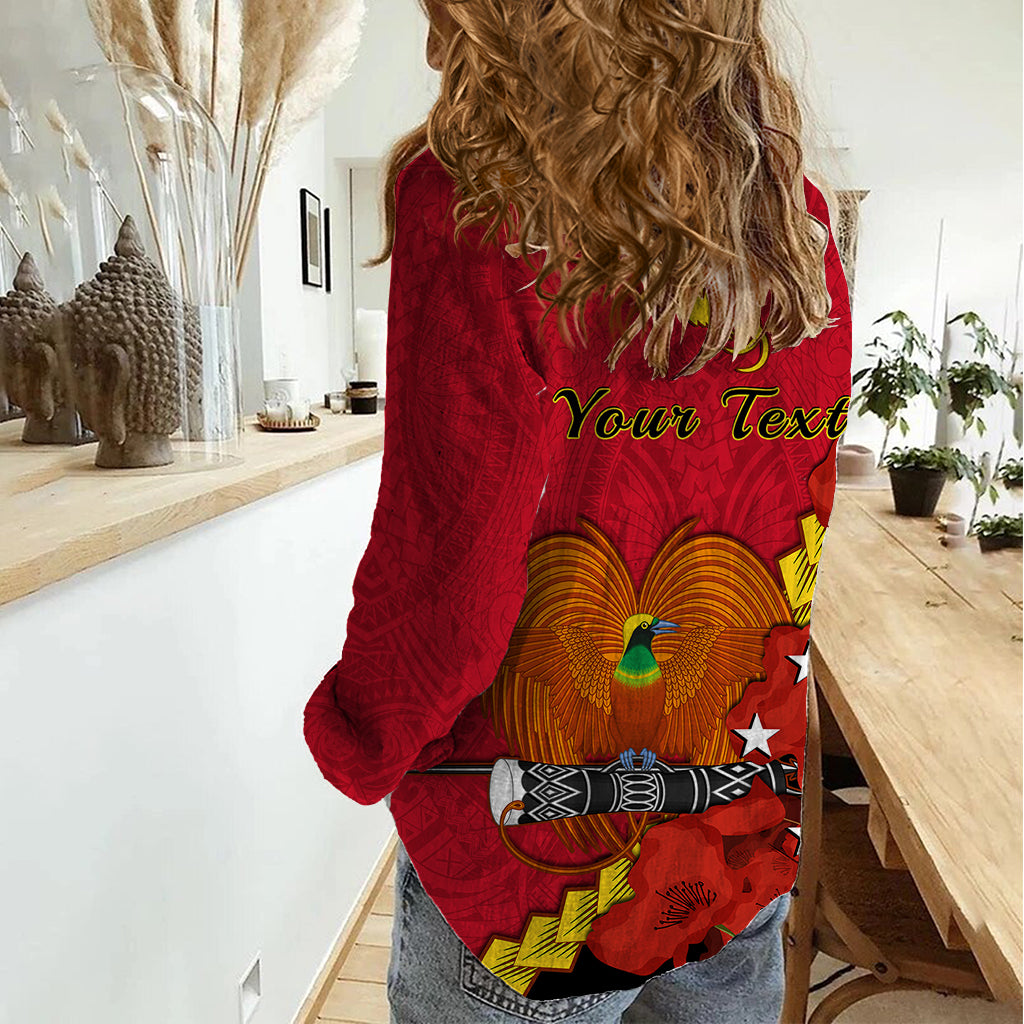 Personalised Remembrance Day PNG Women Casual Shirt Papua New Guinea We Will Remember Them LT14 - Polynesian Pride